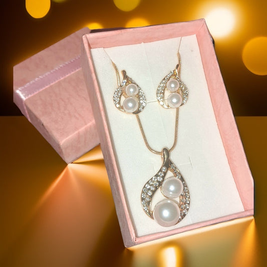 3pcs/Set Pearl Water Drop Necklace & Earrings Set